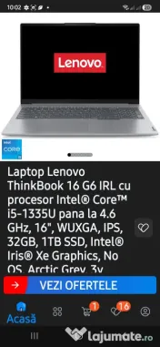 Vând laptop Lenovo ThinkBook 