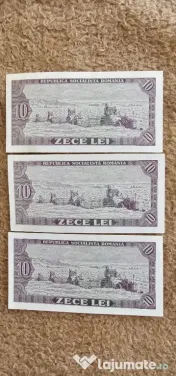 Serie consecutiva de 3 bancnote 10 lei 1966 UNC 