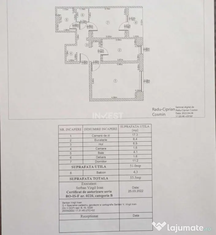 Apartament 2 camere-Dacia-Etaj Intermediar