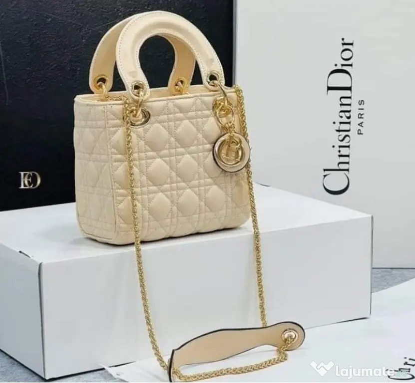 Genti mini ,model Lady Dior,diverse nuanțe,curea detasabila umăr,France, saculet, etichetă