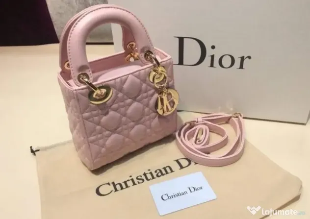 Genti mini ,model Lady Dior,diverse nuanțe,curea detasabila umăr,France, saculet, etichetă