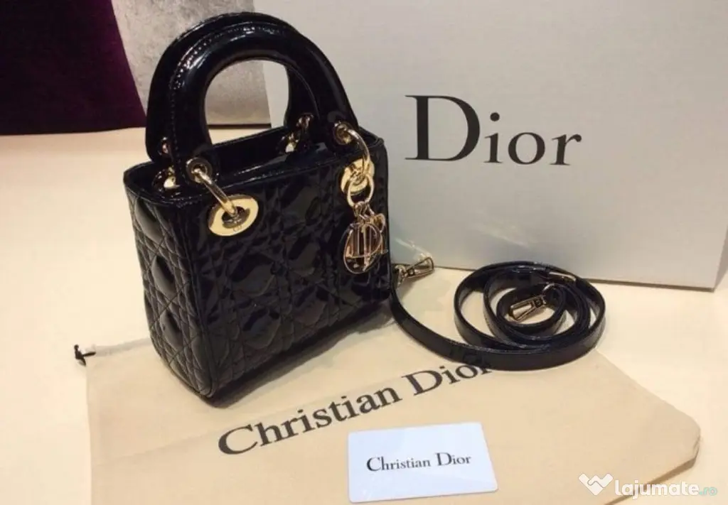 Genti mini ,model Lady Dior,diverse nuanțe,curea detasabila umăr,France, saculet, etichetă