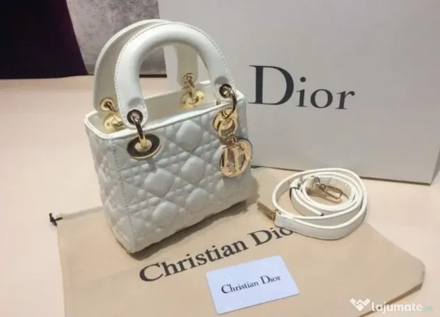 Genti mini ,model Lady Dior,diverse nuanțe,curea detasabila umăr,France, saculet, etichetă
