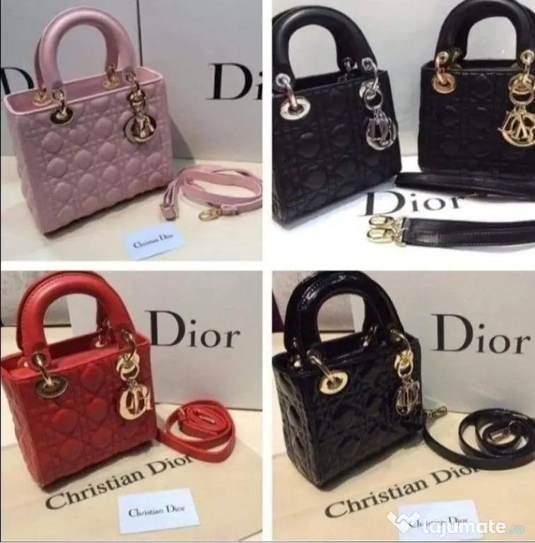 Genti mini ,model Lady Dior,diverse nuanțe,curea detasabila umăr,France, saculet, etichetă