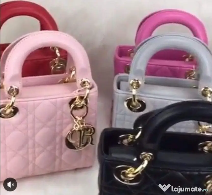 Genti mini ,model Lady Dior,diverse nuanțe,curea detasabila umăr,France, saculet, etichetă