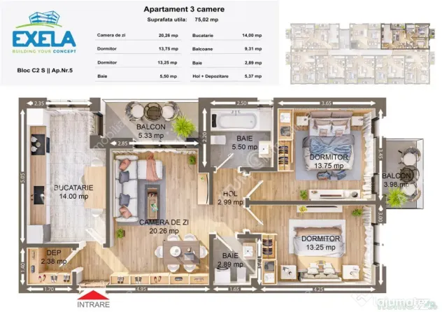 Apartament la cheie cu 3 camere 2 bai si 2 balcoane zona Pic - Sibiu (Sibiu)