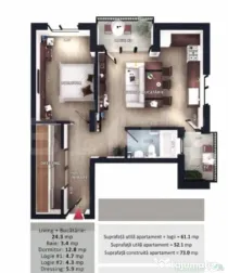 Apartament 2 camere, 2 balcoane, CF parcare subterana, boxa,