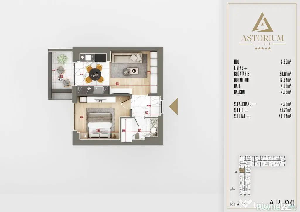 Apart 2 camere 47mp FINALIZAT Astorium Life Pallady Cladi...
