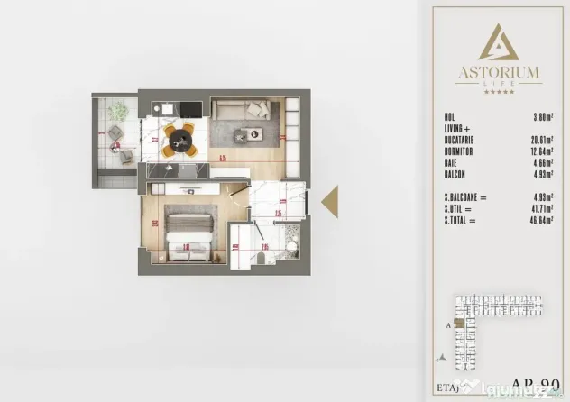 Apart 2 camere 47mp FINALIZAT Astorium Life Pallady Cladi...
