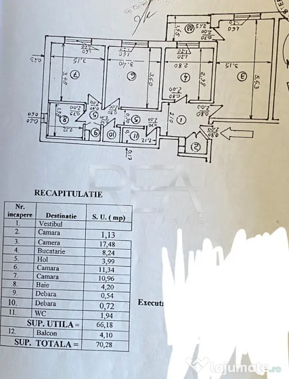 3 Camere- Decomandat- 70,28 mp- Centrala Proprie- Rahova