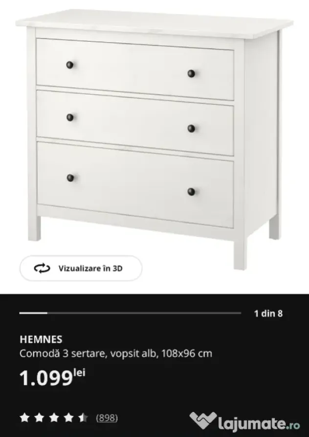 Vand comoda 3 sertare HEMNES IKEA