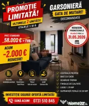 REDUCERE 2.000 € | Garsoniera - Pana la 31.05.2026