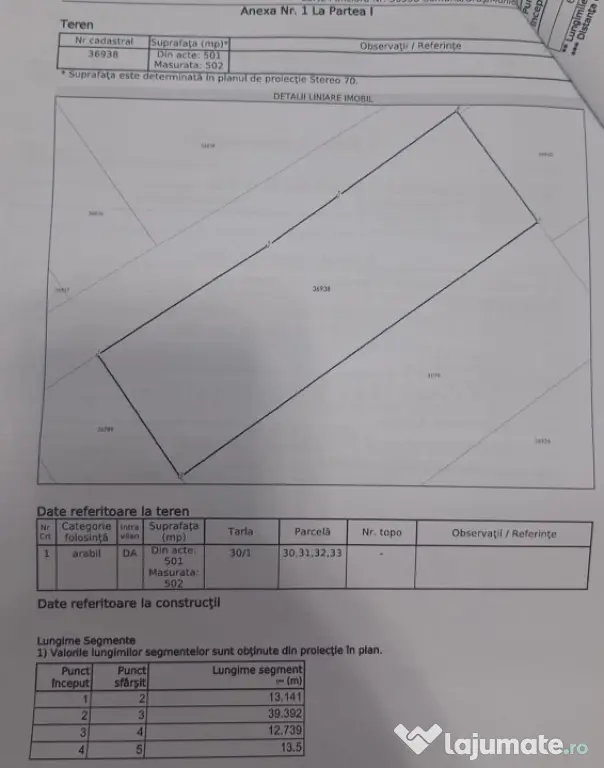 Teren intravilan 502 mp – ideal construcție sau investiț
