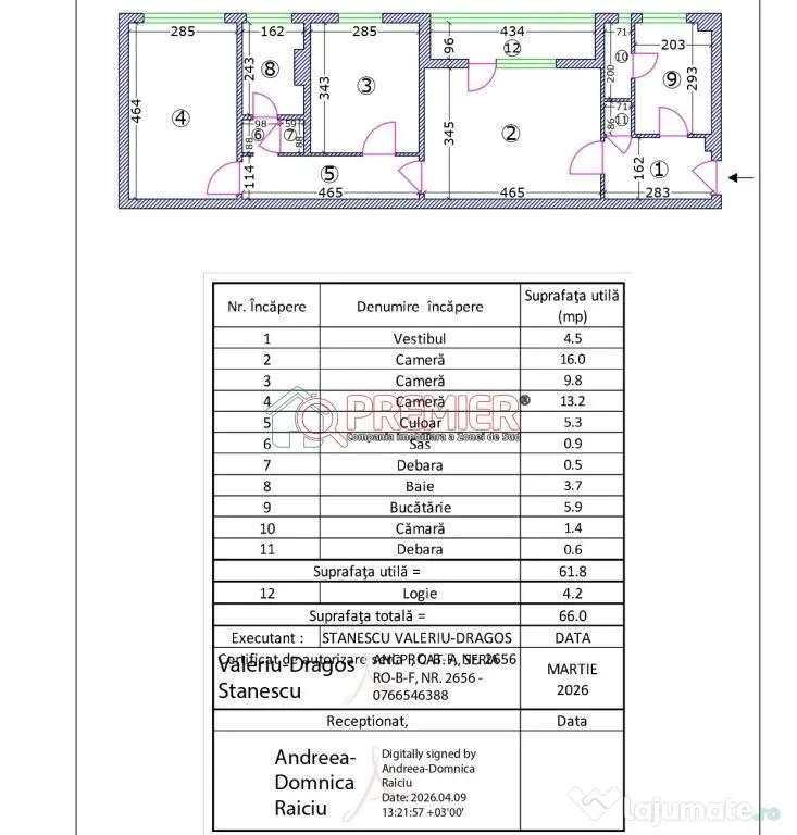 3 Camere Piata Straduintei | 66 mp | Necesita Renovare