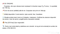 DE VÂNZARE 1708mp teren amplasat în intravilan oraşul Tg. Frumos