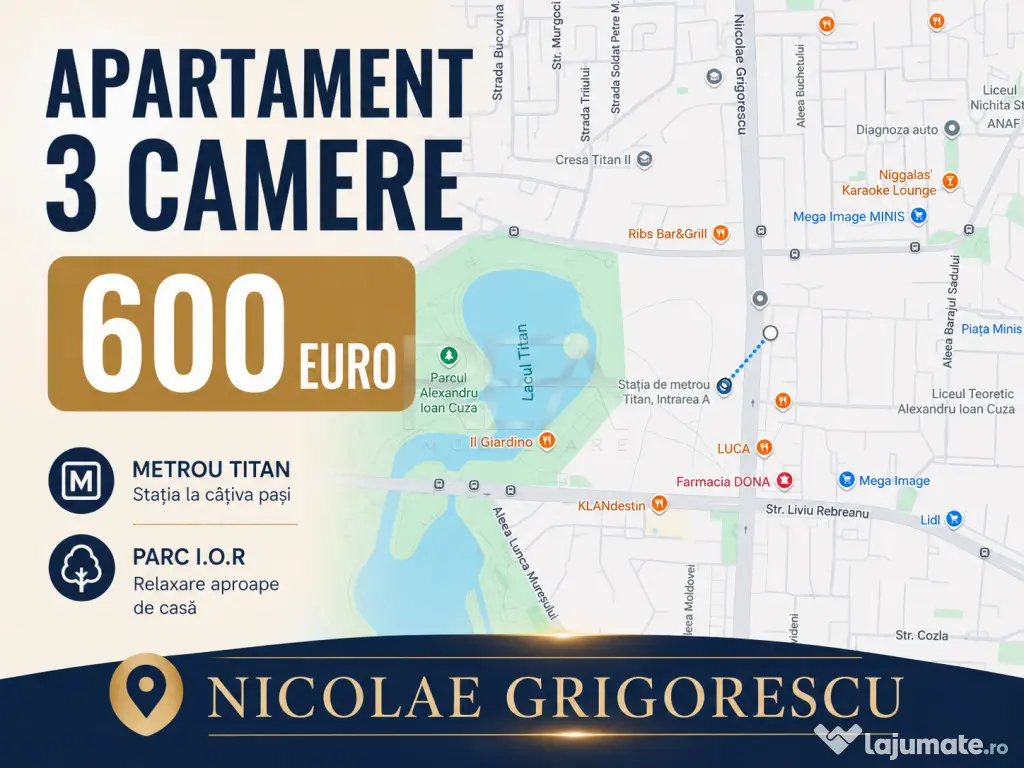 3 camere Nicolae Grigorescu decomandat, et. 1, an 1964, 73 m