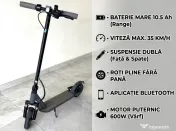 [SIGILATA] Trotineta D8 Pro, 35Kmh, Suspensie Dublă, Roți pline, Aplicație Telefon 
