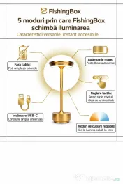 Lampa metalica led cu acumulator 5200 mAh, reincarcabila, control tactil 