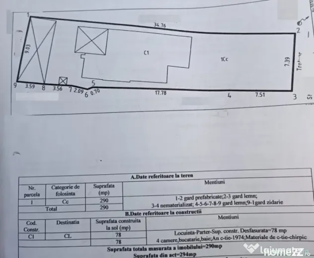 Casă 3 camere de vânzare în Brătianu Constanța | Teren