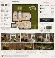 Apartament 3 camere,77 mp | Standarde nZEB |Ansamblu nou | B 