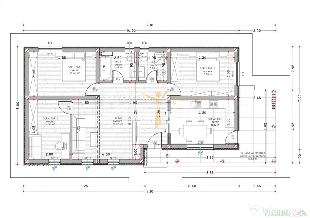 Casa individuala, plan parter, 108 mp