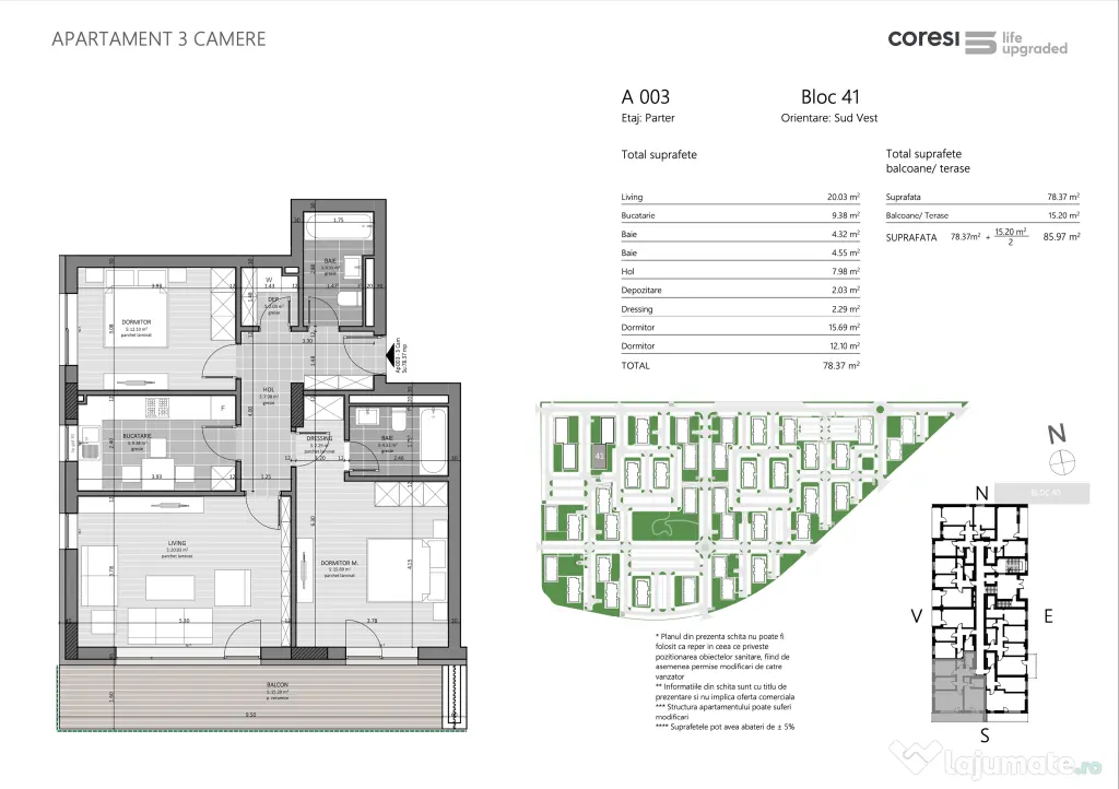 Kasper Coresi faza 5 | 3 camere apartament | comision 0% | cu box parcare