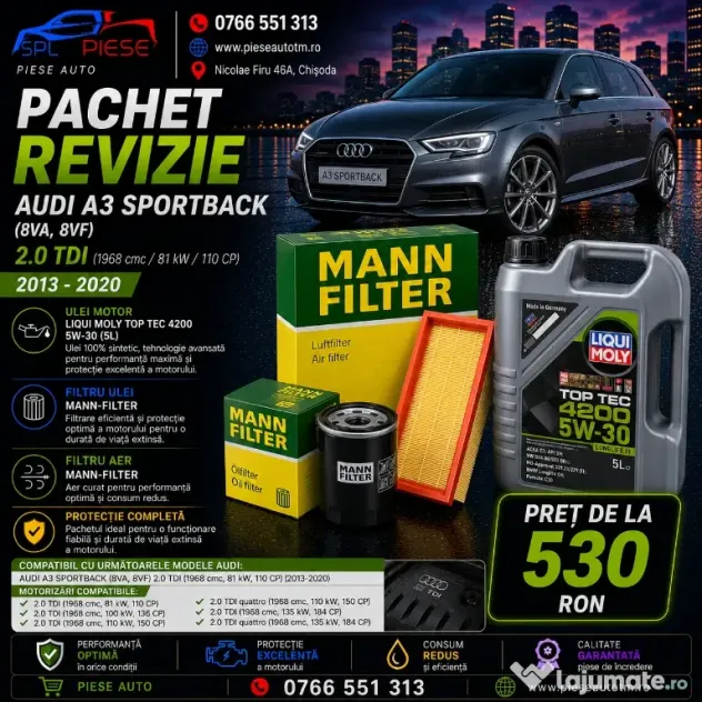 Pachet revizie audi a3 sportback (8va, 8vf) 2.0 tdi