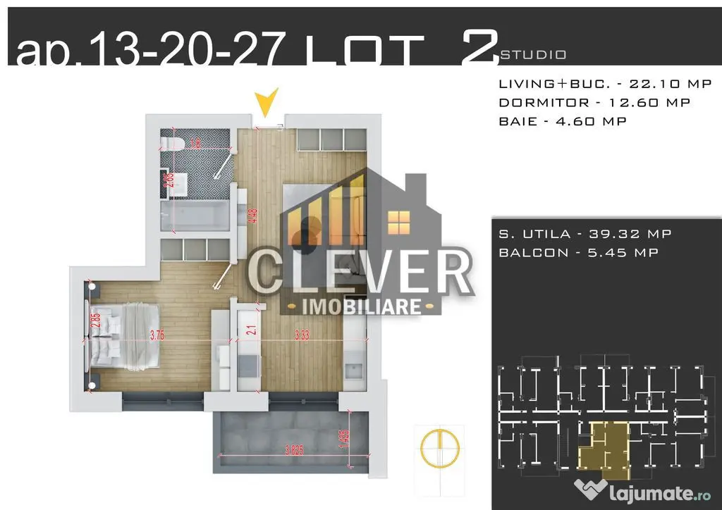 Apartament 2 cam, Încălzire în Pardoseală, Finisaje I...