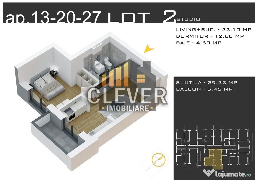 Apartament 2 cam, Încălzire în Pardoseală, Finisaje I...