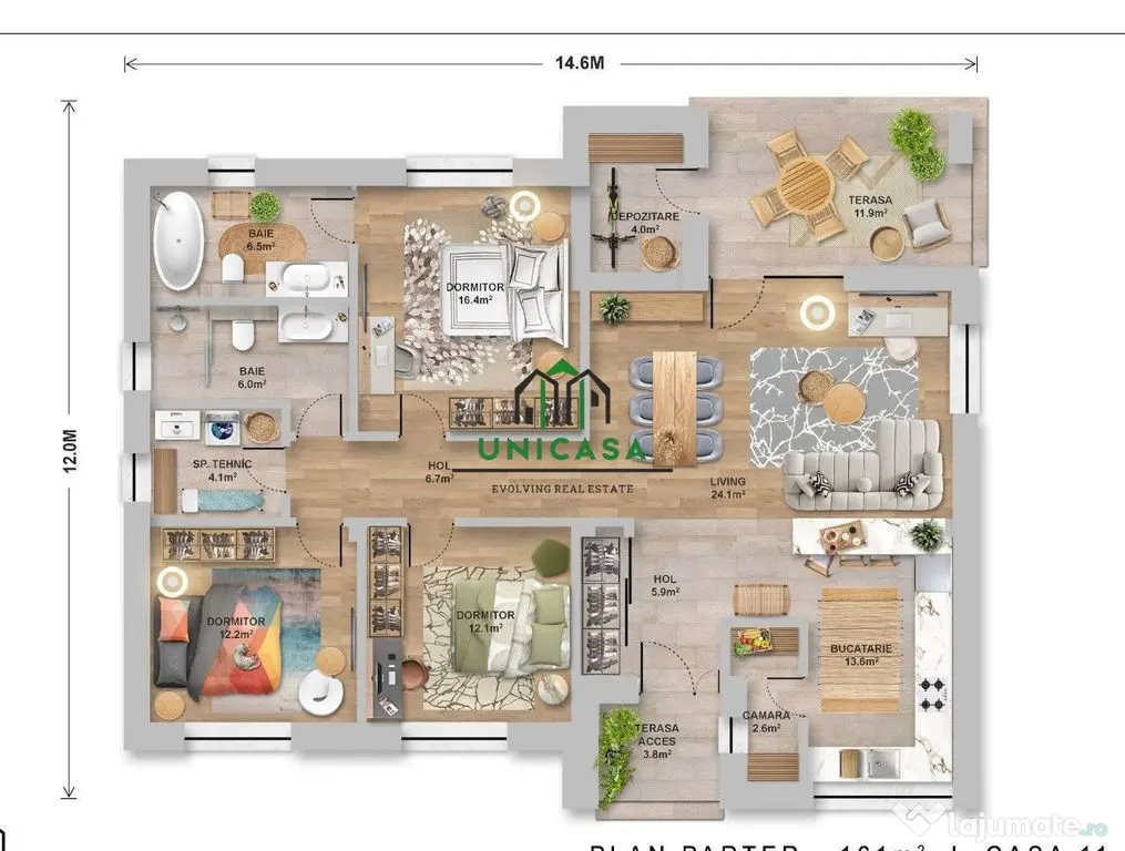 Casă nouă/ Construită doar pe parter/ Bujoreni/ 4 Camere