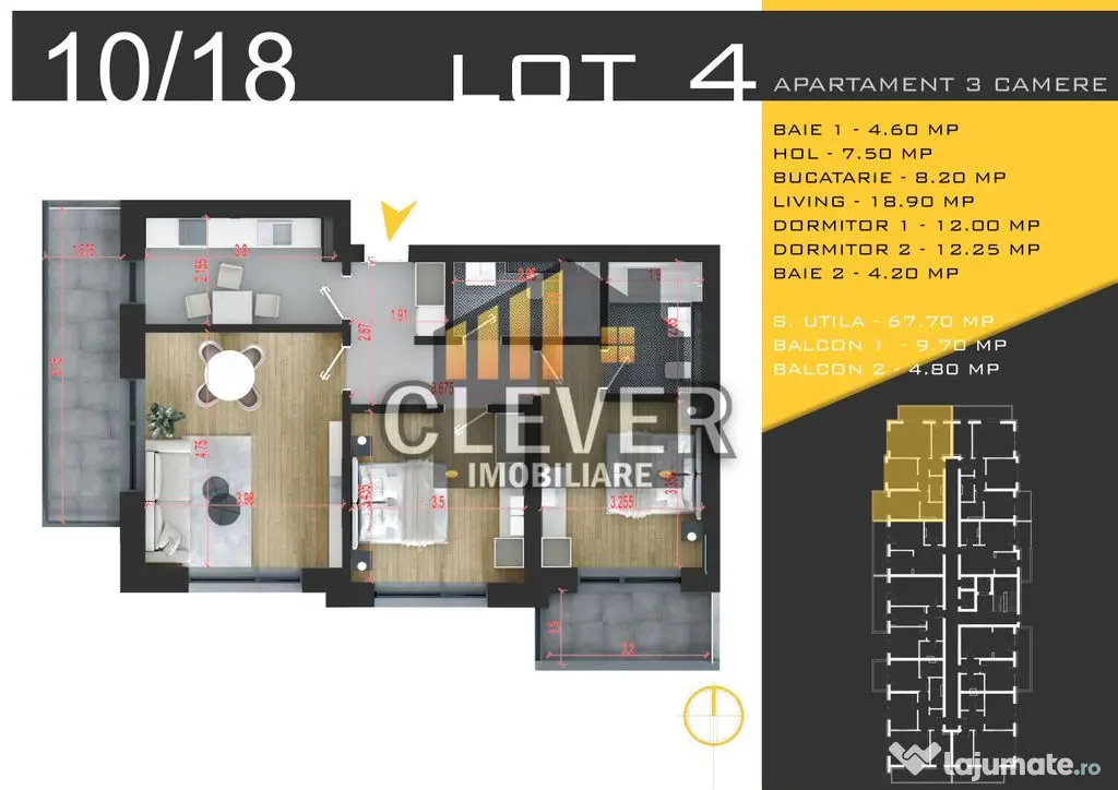 Apartament 3 camere-Metrou Teclu-Theodor Pallady-Sector 3