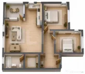 Apartament spațios cu 3 camere și logie, 79,38 mp total ?? 