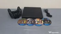 PS4  Slim 512GB + 2 controllere originale + dock încărcare+2 jocuri la alegere 