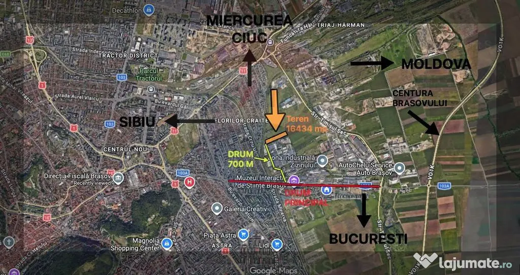 Teren industrial 16.434 mp, PUZ aprobat, Uzina 2, Brașov