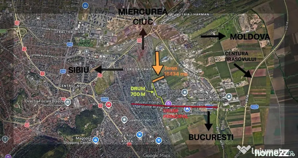 Teren industrial 16.434 mp, PUZ aprobat, Uzina 2, Brașov