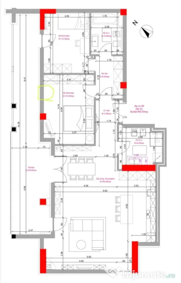 Penthouse 3 camere 95mp+terasă 29mp+2 locuri parcare subterana/Proprietar-Ateneo