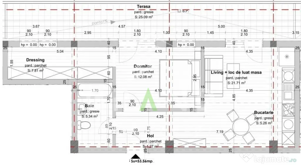 Ap 2 camere+dressing+terasă 25 mp | Parcare subterană | D?