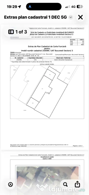 Teren proprietar toate utilitățile 352mp