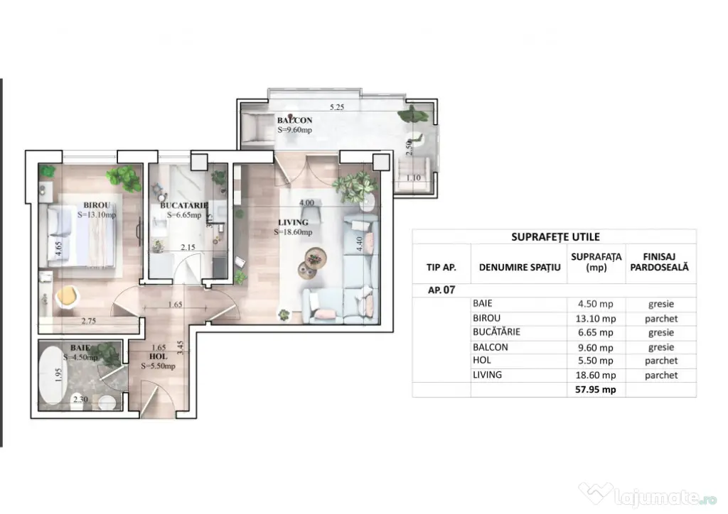 Apartament 2 camere, 57.95 mp, zona Galta
