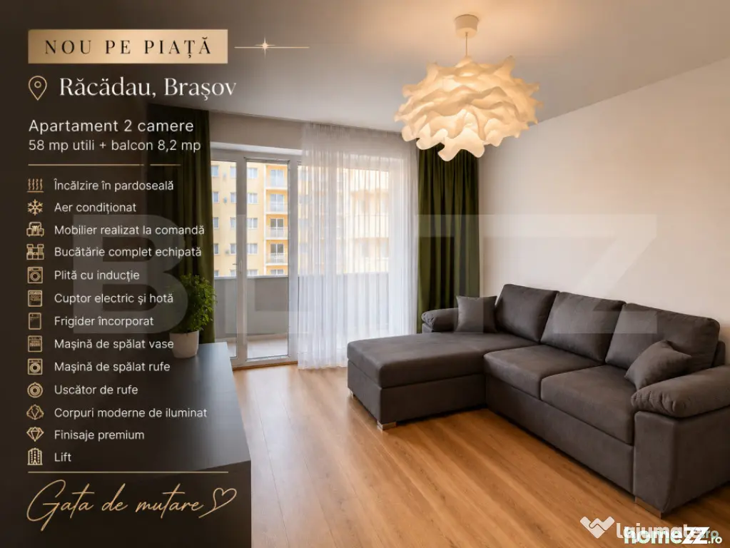 Apartament 2 camere, balcon 8,2 mp, parcare, Racadau - Brasov (Brasov)