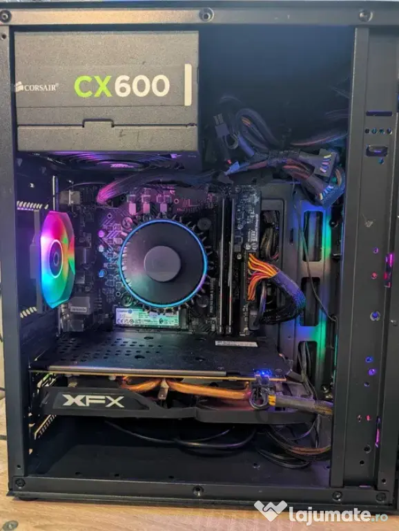 Sistem PC i3 12100F 16 Gb RAM RX 570 4GB 1Tb SSD M.2 cu monitor 27 inch 2k