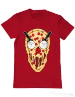 Tricou ADLER barbat Pizza skull Rosu