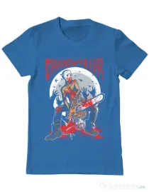 Tricou ADLER barbat Chainsaw killer Albastru azuriu