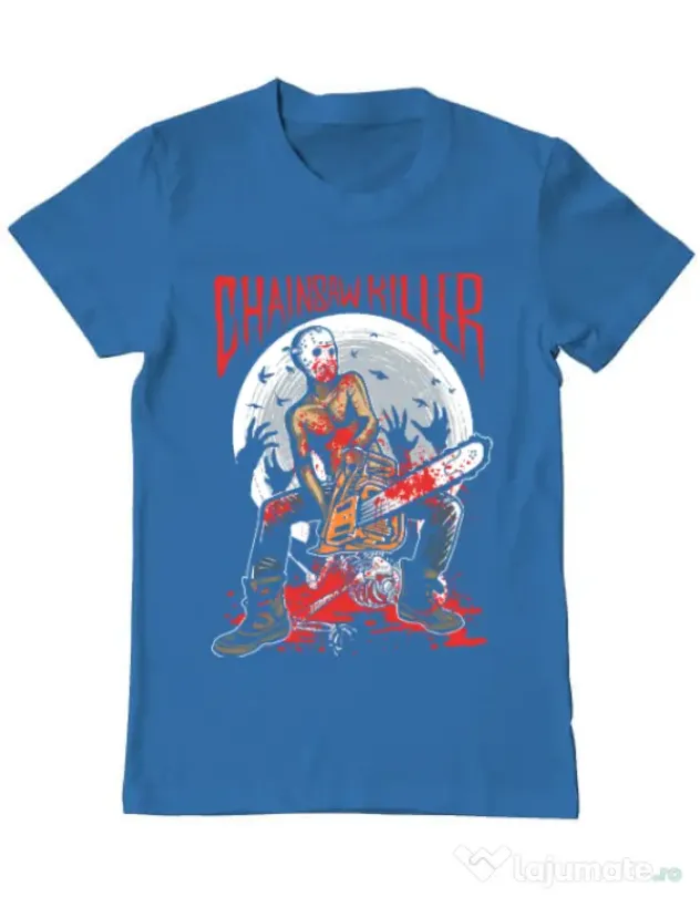 Tricou ADLER barbat Chainsaw killer Albastru azuriu