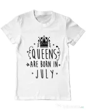 Tricou ADLER barbat Queens are born in July Alb 