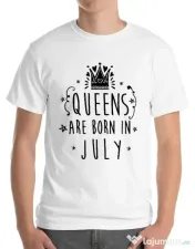 Tricou ADLER barbat Queens are born in July Alb