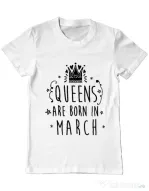 Tricou ADLER barbat Queens are born in March Alb