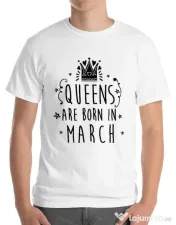 Tricou ADLER barbat Queens are born in March Alb 