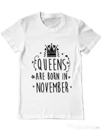 Tricou ADLER barbat Queens are born in November Alb
