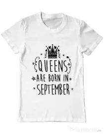 Tricou ADLER barbat Queens are born in September Alb